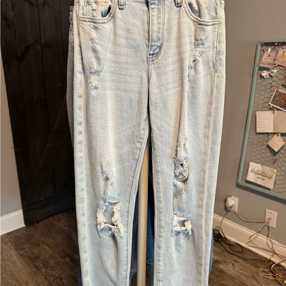 KanCan Blue Boyfriend Distressed Jeans